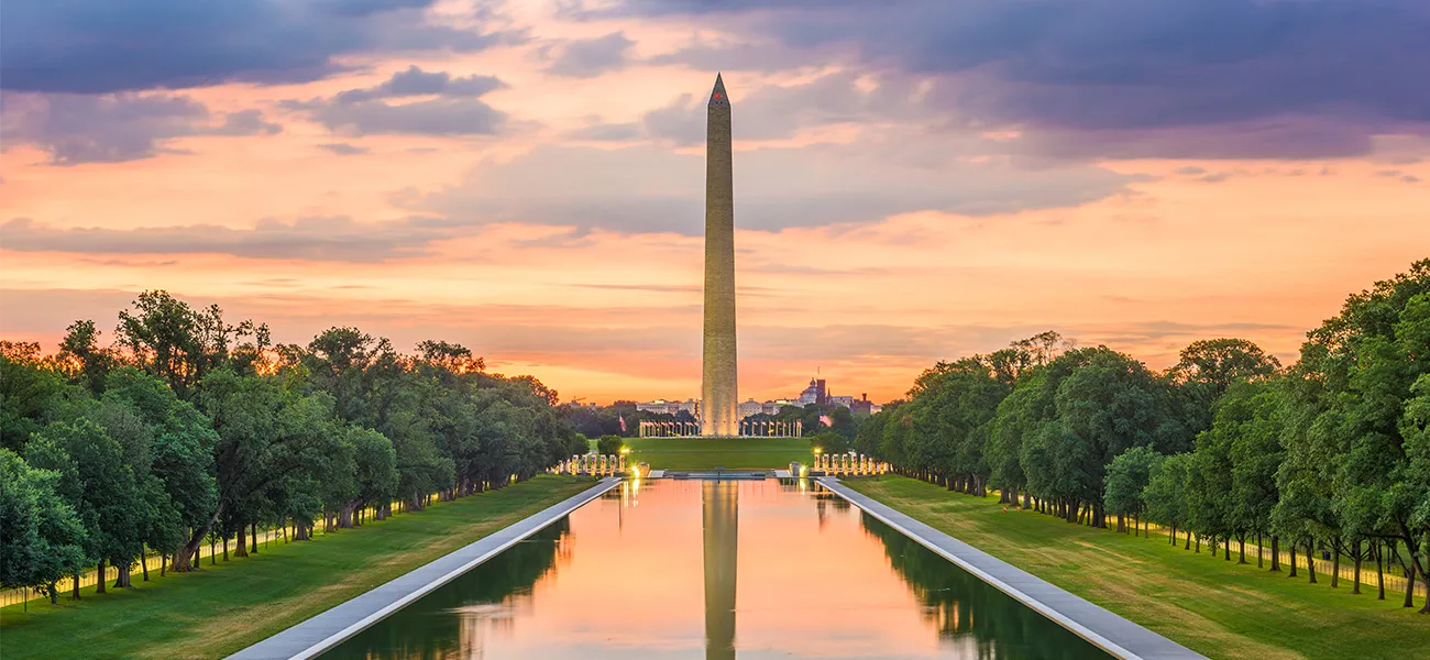 National Mall at sunset.