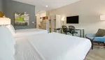 Spacious suite with a kitchen, storage space, workspace and kitchen